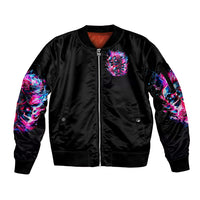 Flame Skull Sleeve Zip Bomber Jacket The Good Girl In Me Got Tired Of The Bullshit - Wonder Print Shop