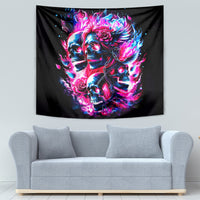 Flame Skull Tapestry The Good Girl In Me Got Tired Of The Bullshit - Wonder Print Shop