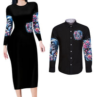Couple Skull Couples Matching Long Sleeve Bodycon Dress and Long Sleeve Button Shirt From Our Firse Kiss - Wonder Print Shop