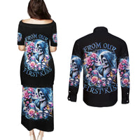 Couple Skull Couples Matching Puletasi and Long Sleeve Button Shirt From Our Firse Kiss - Wonder Print Shop