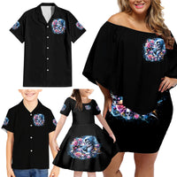 Couple Skull Family Matching Off Shoulder Short Dress and Hawaiian Shirt From Our Firse Kiss - Wonder Print Shop