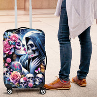Couple Skull Luggage Cover From Our Firse Kiss - Wonder Print Shop
