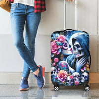 Couple Skull Luggage Cover From Our Firse Kiss - Wonder Print Shop