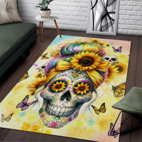 Sunflower Skull Area Rug She Is Sunshine Mixed With A Little Hurricane - Wonder Print Shop