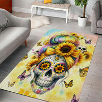 Sunflower Skull Area Rug She Is Sunshine Mixed With A Little Hurricane - Wonder Print Shop