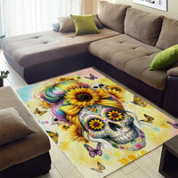 Sunflower Skull Area Rug She Is Sunshine Mixed With A Little Hurricane - Wonder Print Shop