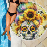 Sunflower Skull Beach Blanket She Is Sunshine Mixed With A Little Hurricane - Wonder Print Shop