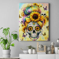Sunflower Skull Canvas Wall Art She Is Sunshine Mixed With A Little Hurricane - Wonder Print Shop