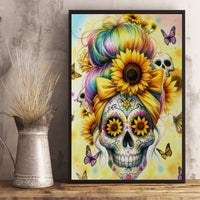 Sunflower Skull Canvas Wall Art She Is Sunshine Mixed With A Little Hurricane - Wonder Print Shop