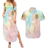 Sunflower Skull Couples Matching Summer Maxi Dress and Hawaiian Shirt She Is Sunshine Mixed With A Little Hurricane - Wonder Print Shop
