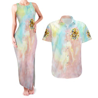 Sunflower Skull Couples Matching Tank Maxi Dress and Hawaiian Shirt She Is Sunshine Mixed With A Little Hurricane - Wonder Print Shop