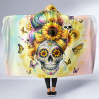 Sunflower Skull Hooded Blanket She Is Sunshine Mixed With A Little Hurricane