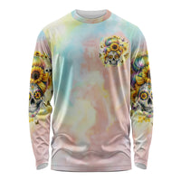 Sunflower Skull Long Sleeve Shirt She Is Sunshine Mixed With A Little Hurricane - Wonder Print Shop