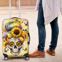 Sunflower Skull Luggage Cover She Is Sunshine Mixed With A Little Hurricane - Wonder Print Shop