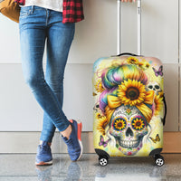 Sunflower Skull Luggage Cover She Is Sunshine Mixed With A Little Hurricane - Wonder Print Shop