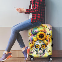 Sunflower Skull Luggage Cover She Is Sunshine Mixed With A Little Hurricane - Wonder Print Shop