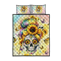 Sunflower Skull Quilt Bed Set She Is Sunshine Mixed With A Little Hurricane - Wonder Print Shop