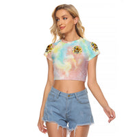 Sunflower Skull Raglan Cropped T Shirt She Is Sunshine Mixed With A Little Hurricane - Wonder Print Shop