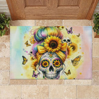 Sunflower Skull Rubber Doormat She Is Sunshine Mixed With A Little Hurricane - Wonder Print Shop