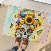 Sunflower Skull Rubber Doormat She Is Sunshine Mixed With A Little Hurricane - Wonder Print Shop