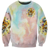 Sunflower Skull Sweatshirt She Is Sunshine Mixed With A Little Hurricane - Wonder Print Shop