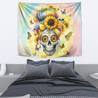 Sunflower Skull Tapestry She Is Sunshine Mixed With A Little Hurricane - Wonder Print Shop