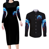 Thunder Skull Couples Matching Long Sleeve Bodycon Dress and Long Sleeve Button Shirt I'm Not Anti Social I'm Just Not User Friendly - Wonder Print Shop