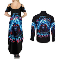 Thunder Skull Couples Matching Summer Maxi Dress and Long Sleeve Button Shirt I'm Not Anti Social I'm Just Not User Friendly - Wonder Print Shop