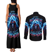 Thunder Skull Couples Matching Tank Maxi Dress and Long Sleeve Button Shirt I'm Not Anti Social I'm Just Not User Friendly - Wonder Print Shop