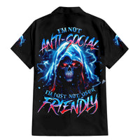 Thunder Skull Family Matching Mermaid Dress and Hawaiian Shirt I'm Not Anti Social I'm Just Not User Friendly - Wonder Print Shop