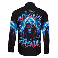 Thunder Skull Family Matching Mermaid Dress and Hawaiian Shirt I'm Not Anti Social I'm Just Not User Friendly - Wonder Print Shop