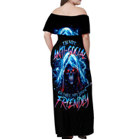 Thunder Skull Off Shoulder Maxi Dress I'm Not Anti Social I'm Just Not User Friendly - Wonder Print Shop