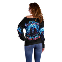 Thunder Skull Off Shoulder Sweater I'm Not Anti Social I'm Just Not User Friendly - Wonder Print Shop