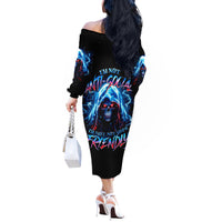 Thunder Skull Off The Shoulder Long Sleeve Dress I'm Not Anti Social I'm Just Not User Friendly - Wonder Print Shop