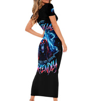 Thunder Skull Short Sleeve Bodycon Dress I'm Not Anti Social I'm Just Not User Friendly - Wonder Print Shop