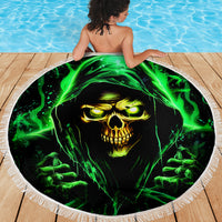 Flame Skull Beach Blanket Of Course I'm Going To Hell I'm Just Here To Pick You Up - Wonder Print Shop
