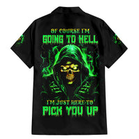 Flame Skull Family Matching Mermaid Dress and Hawaiian Shirt Of Course I'm Going To Hell I'm Just Here To Pick You Up - Wonder Print Shop