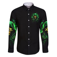 Flame Skull Family Matching Off Shoulder Long Sleeve Dress and Hawaiian Shirt Of Course I'm Going To Hell I'm Just Here To Pick You Up - Wonder Print Shop