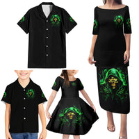 Flame Skull Family Matching Puletasi and Hawaiian Shirt Of Course I'm Going To Hell I'm Just Here To Pick You Up - Wonder Print Shop