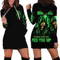 Flame Skull Hoodie Dress Of Course I'm Going To Hell I'm Just Here To Pick You Up - Wonder Print Shop