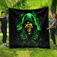 Flame Skull Quilt Of Course I'm Going To Hell I'm Just Here To Pick You Up - Wonder Print Shop
