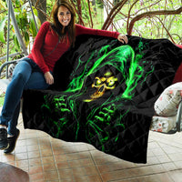 Flame Skull Quilt Of Course I'm Going To Hell I'm Just Here To Pick You Up - Wonder Print Shop