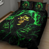 Flame Skull Quilt Bed Set Of Course I'm Going To Hell I'm Just Here To Pick You Up - Wonder Print Shop