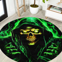 Flame Skull Round Carpet Of Course I'm Going To Hell I'm Just Here To Pick You Up