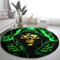 Flame Skull Round Carpet Of Course I'm Going To Hell I'm Just Here To Pick You Up