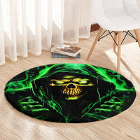 Flame Skull Round Carpet Of Course I'm Going To Hell I'm Just Here To Pick You Up
