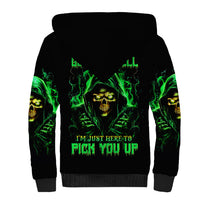 Flame Skull Sherpa Hoodie Of Course I'm Going To Hell I'm Just Here To Pick You Up - Wonder Print Shop