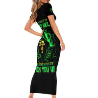 Flame Skull Short Sleeve Bodycon Dress Of Course I'm Going To Hell I'm Just Here To Pick You Up - Wonder Print Shop