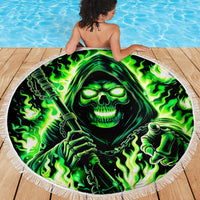 Flame Reaper Skull Beach Blanket Stop Asking Why I'm An Asshole I Don't Ask Why You So Stupid - Wonder Print Shop