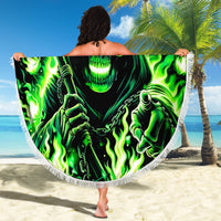 Flame Reaper Skull Beach Blanket Stop Asking Why I'm An Asshole I Don't Ask Why You So Stupid - Wonder Print Shop